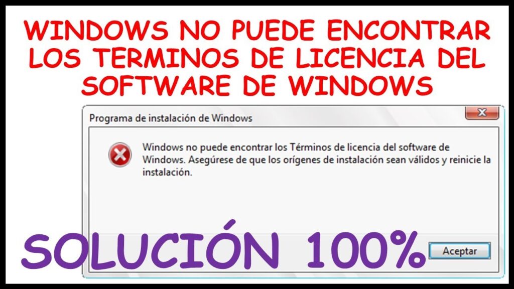 Windows no puede encontrar los terminos de licencia